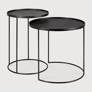 Round tray Sidetable Set S/L van Ethnicraft Round tray Sidetable Set S/L van Ethnicraft