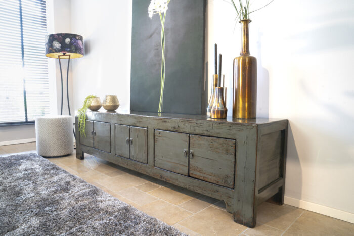 Low TV Dresser Peer 230 ORIENTAL Lacquer Dark Green