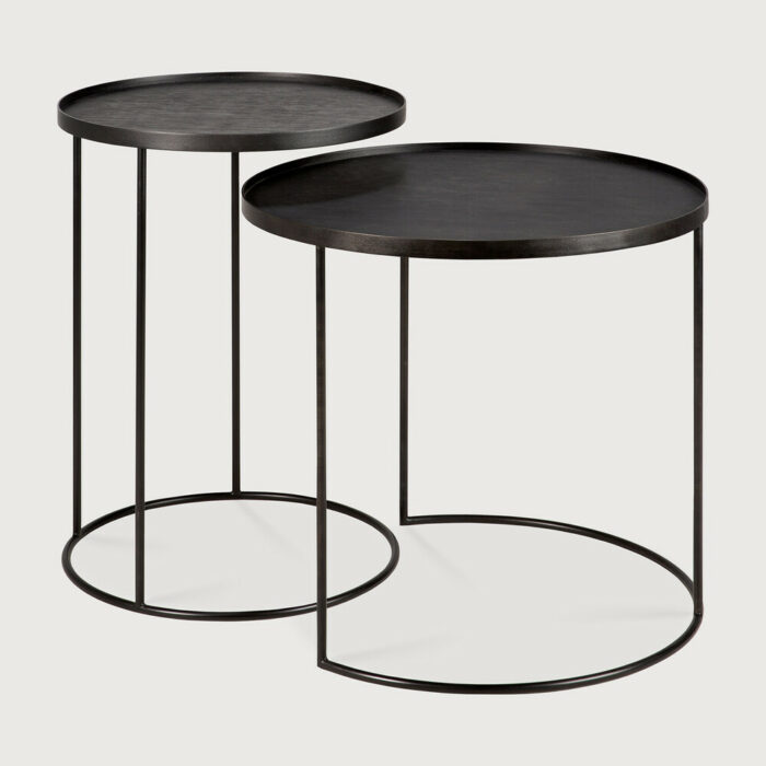 Round Tray Side Table Set of 2 - Tall