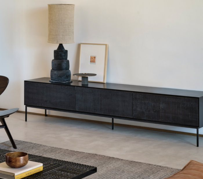 TV cabinet Grooves Teak 240