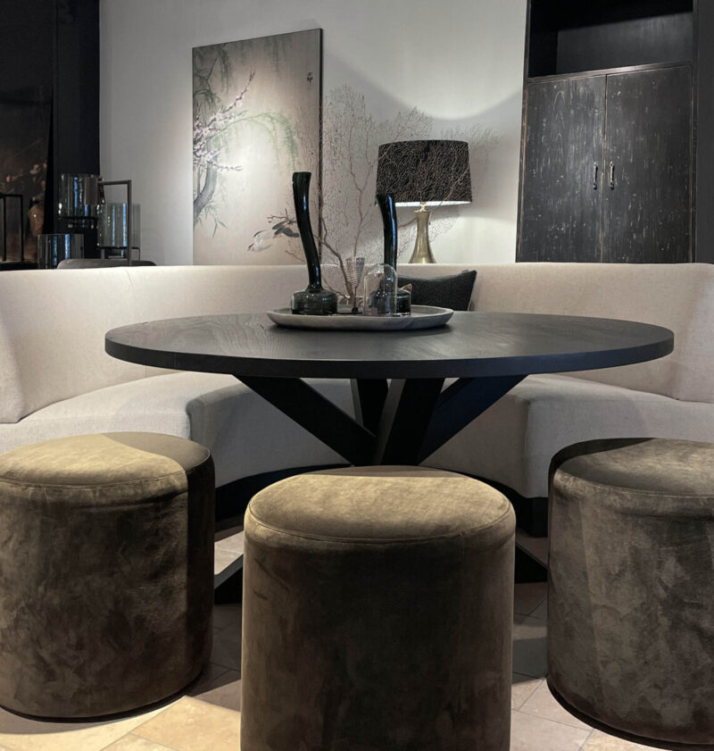 Modern dining room with round table
