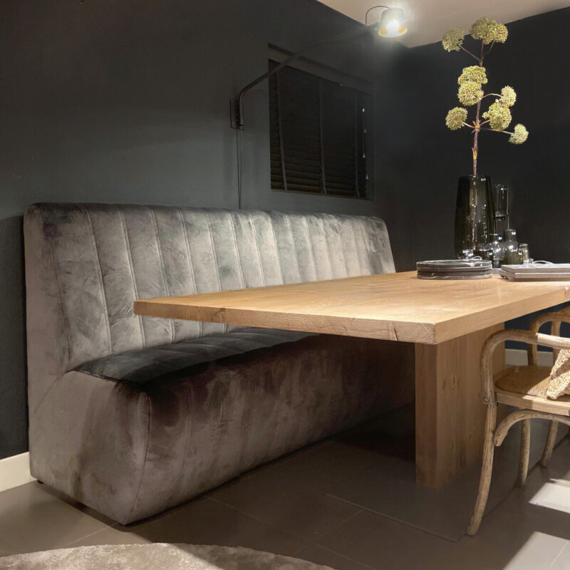 Modern dining room with wooden table