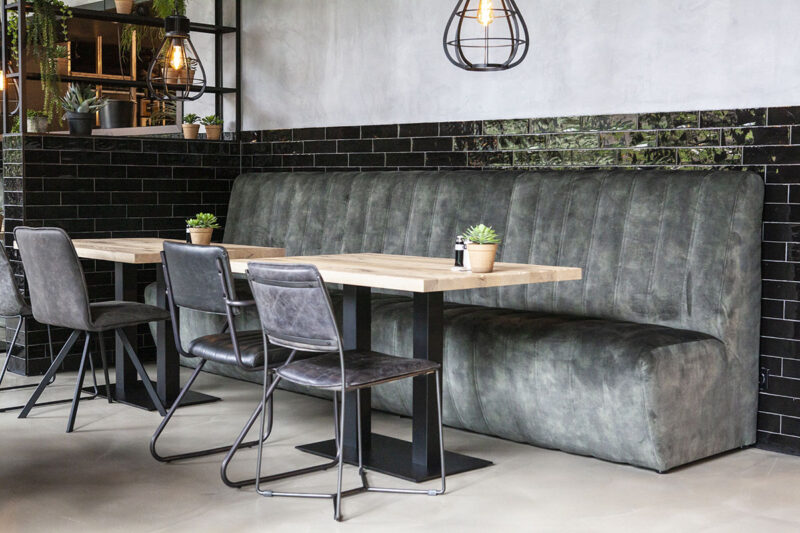 Modern dining area with plants
