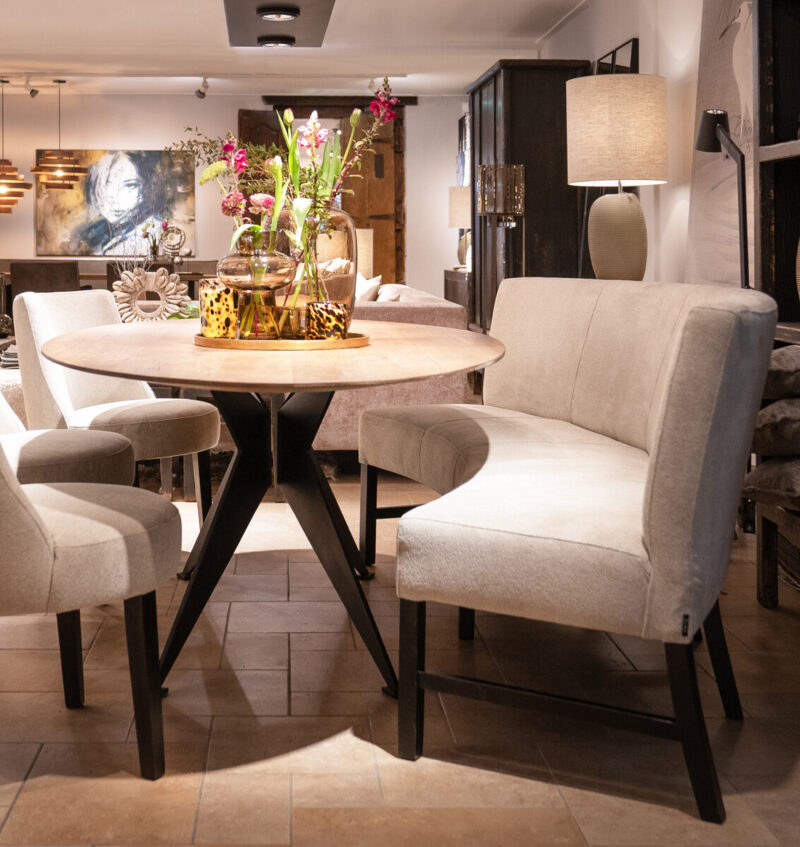 Modern dining room with round table