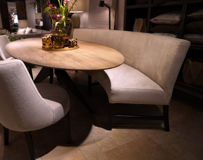 Modern dining room with round table