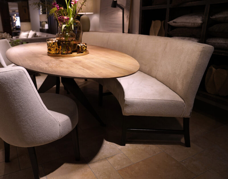 Modern dining room with round table
