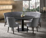 Round table with grey chairs