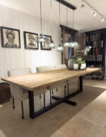 Modern dining room with wooden table