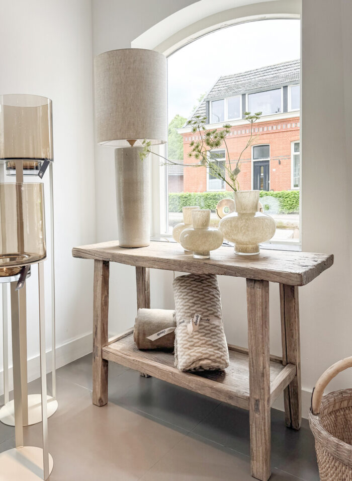 Wall Table Elm With Shelf
