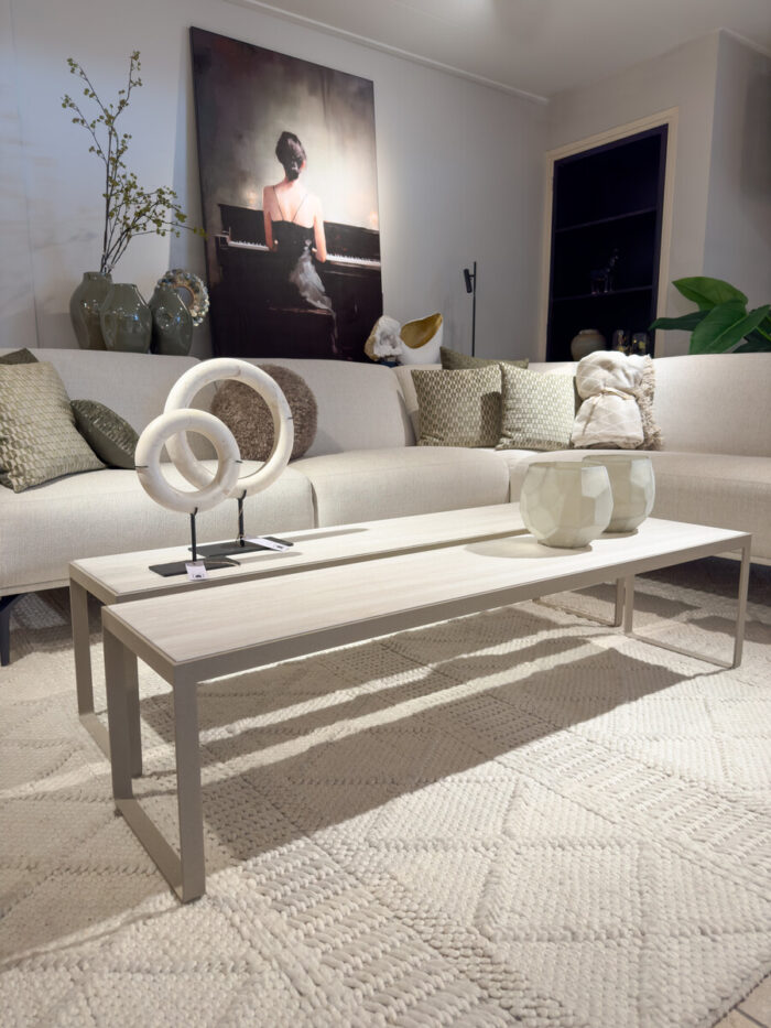 Coffee table Bram Natural Stone With Light Metal Base