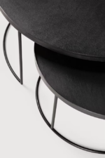 Zwart ronde salontafel met metalen poten