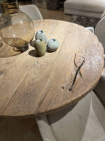 Wooden table with decorative objects