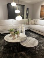Modern living room with coffee tables.