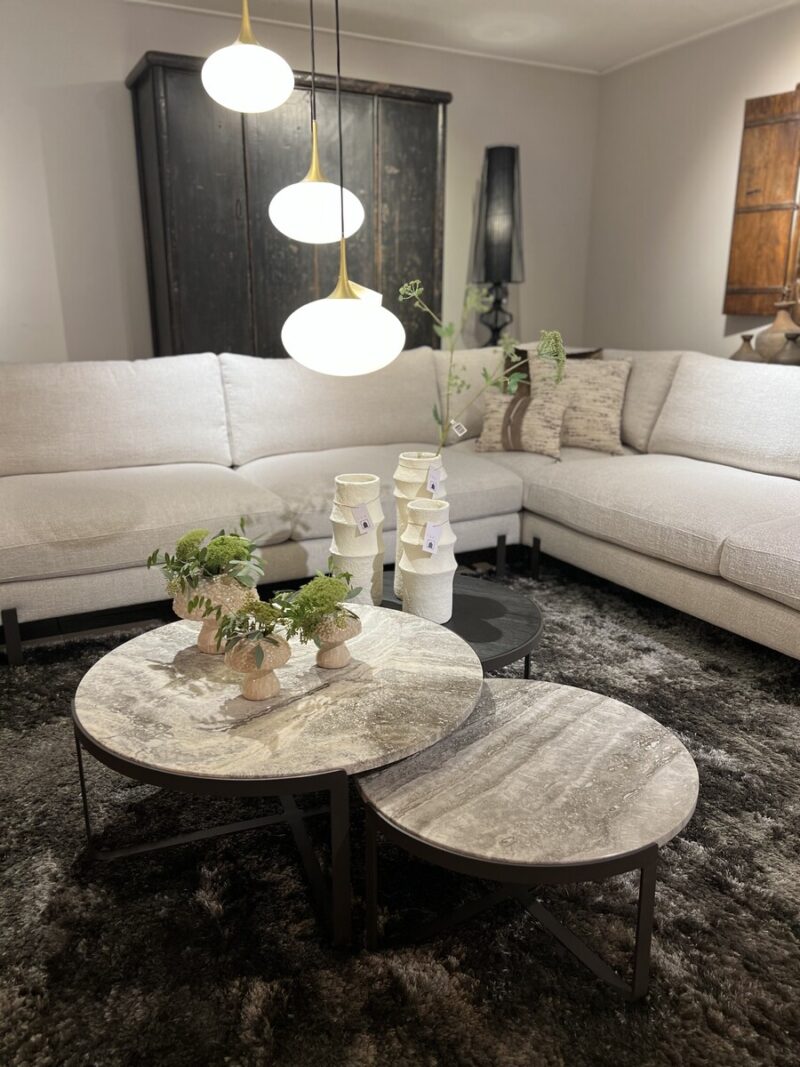 Modern living room with coffee tables.