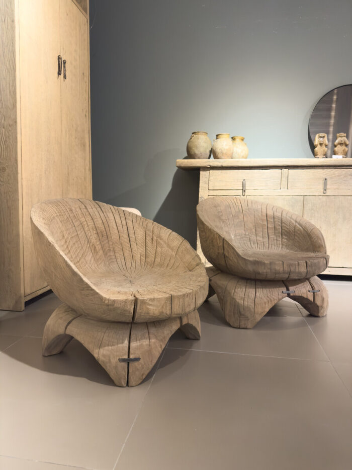 Two wooden chairs in an interior