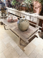 Wooden table with decorative pots