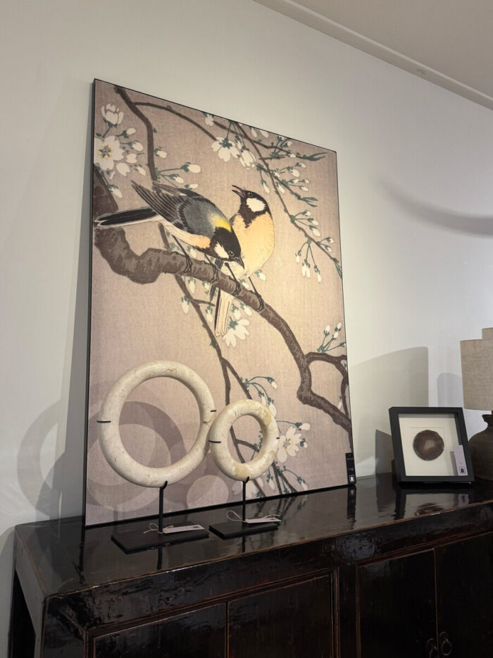 Artwork Coal Tits on Blossom Branch