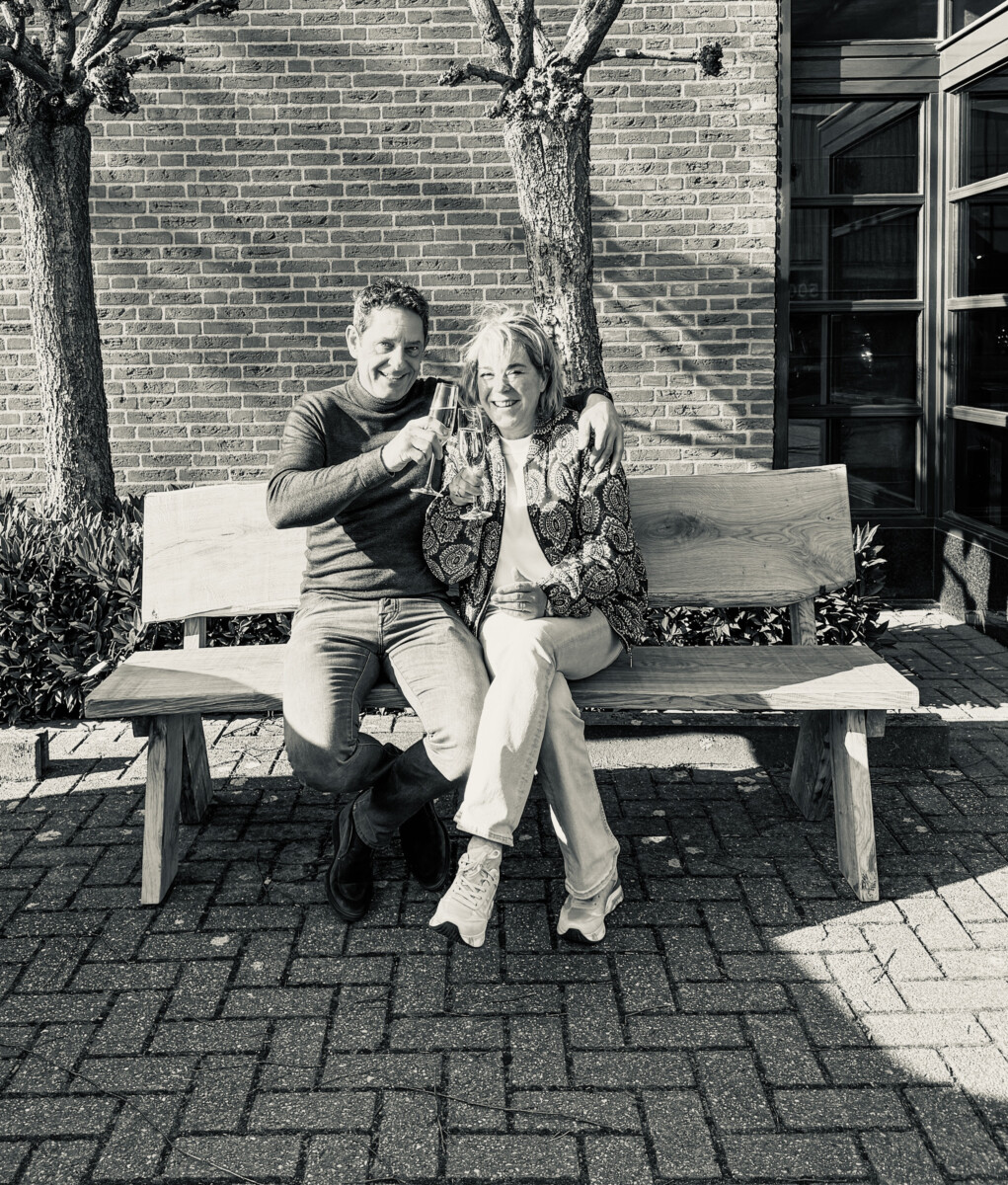Ruud and Mireille toast to their 50th anniversary.
