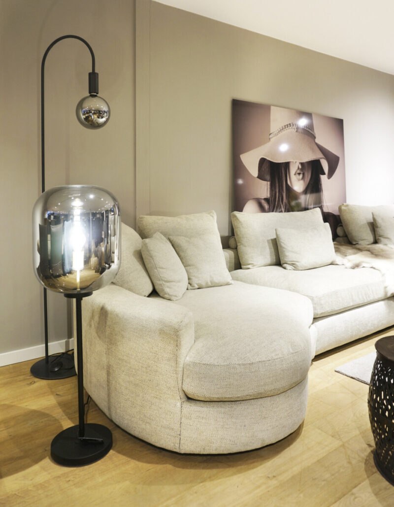 Modern living room with a comfortable sofa
