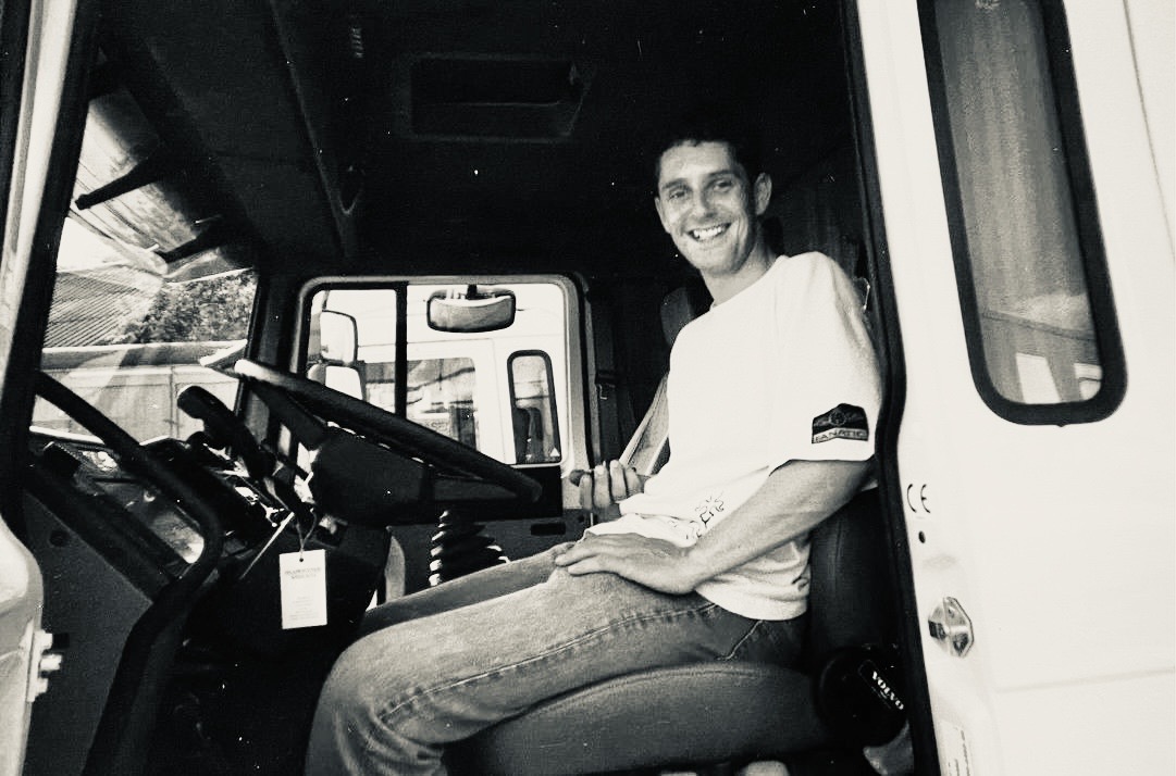 Ruud in the lorry.