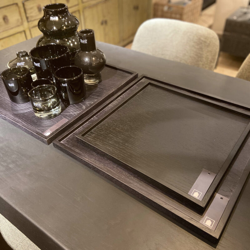 Black crockery on a table