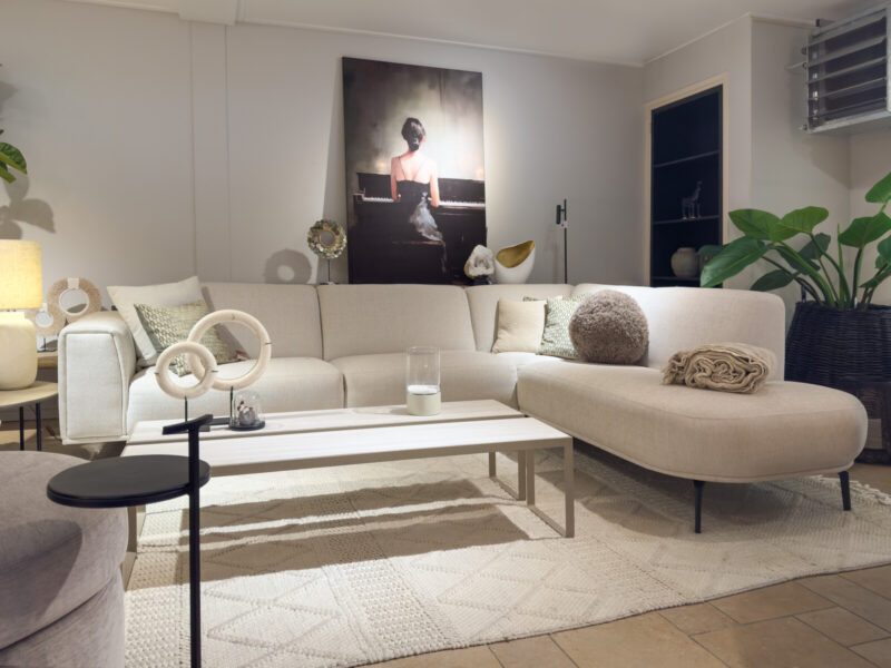 Modern living room with a comfortable sofa