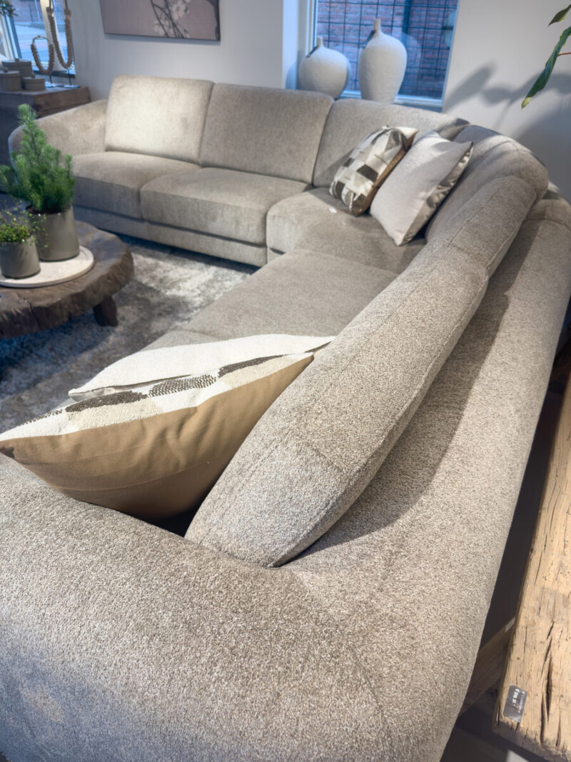 Modern, comfortable, grey sofa.