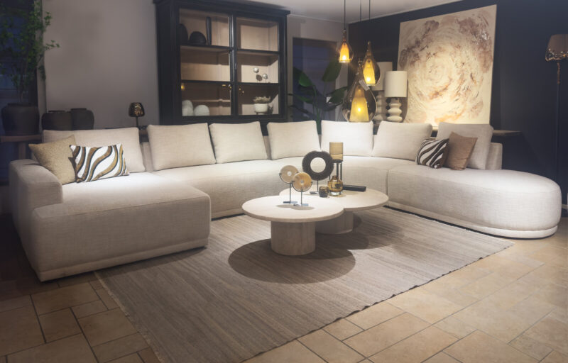 Modern living room with a comfortable sofa