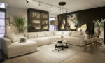 Modern living room with a comfortable sofa