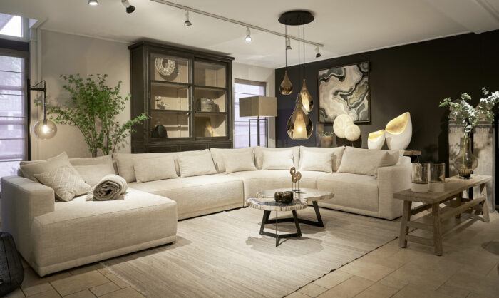 Modern living room with a comfortable sofa