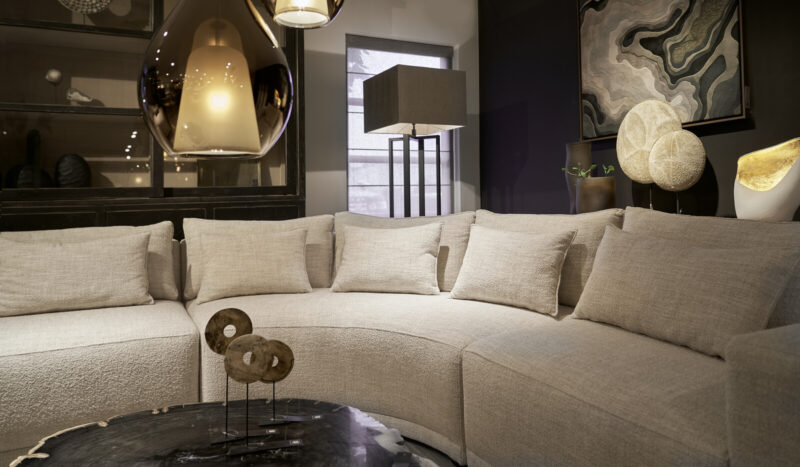 Modern living room with a comfortable sofa