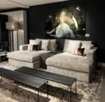 Modern living room with comfortable sofas