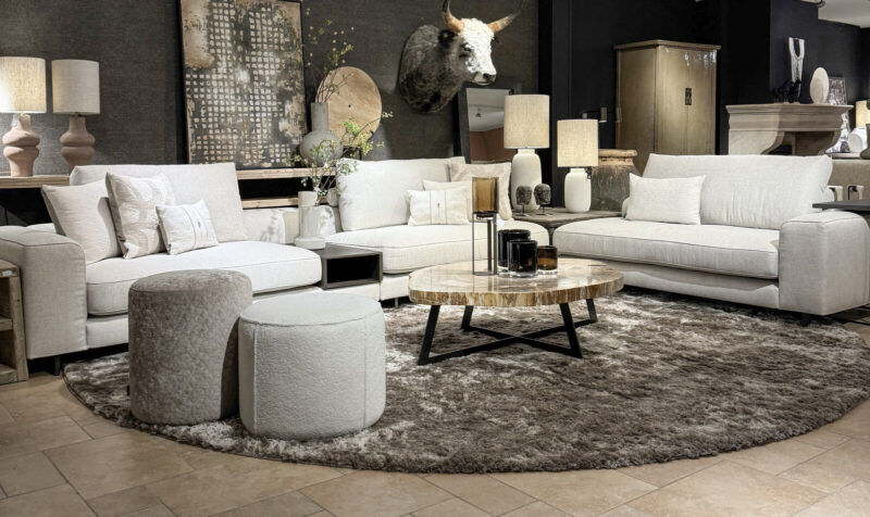 Modern living room with light furniture