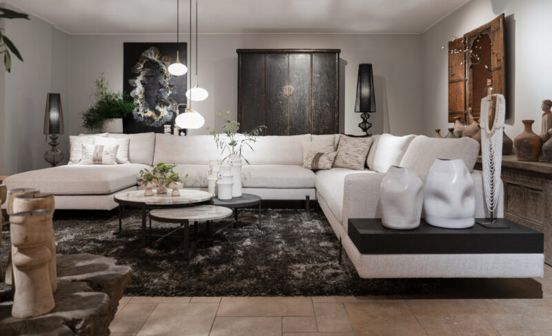 Modern living room with a comfortable sofa