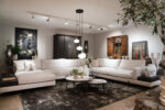 Modern living room with a comfortable sofa