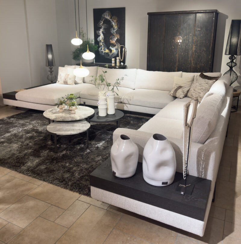 Modern living room with large sofa