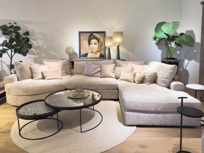 Modern living room with a comfortable sofa