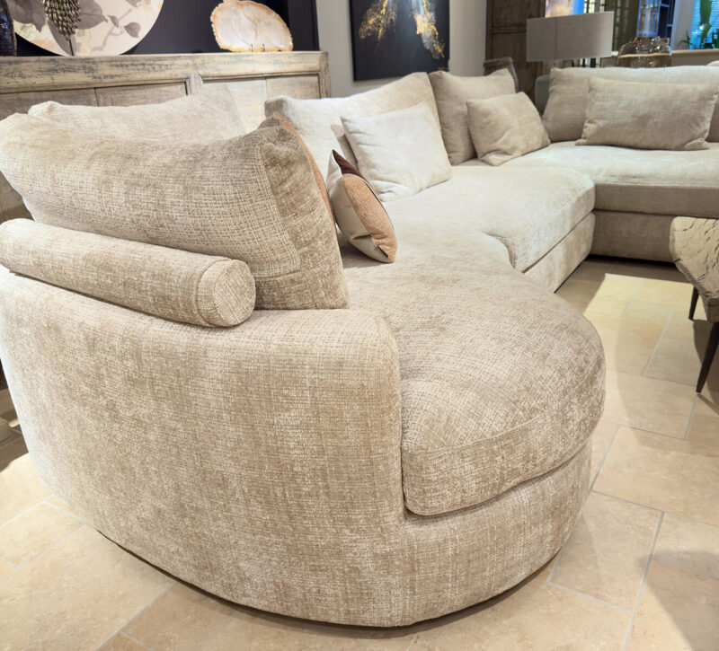 Light, comfortable corner sofa in living room