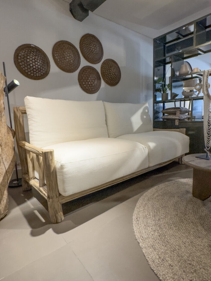 Modern bank with wooden frame