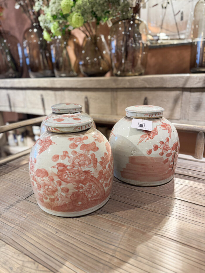 Unique Chinese Tobacco Pots With Pink Drawing Of Birds And Flowers