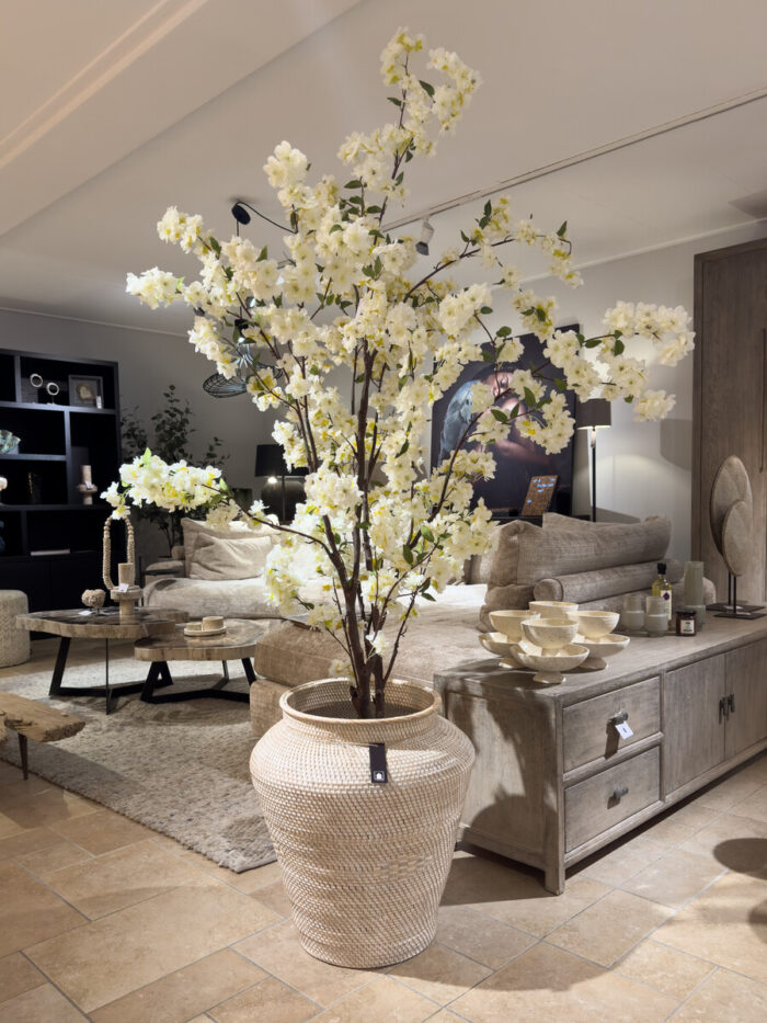 White flowers in a large vase