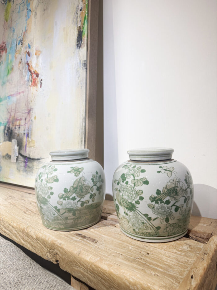 Chinese Tabakspotten Met jade groene Tekening Van Vogels En Bloemen